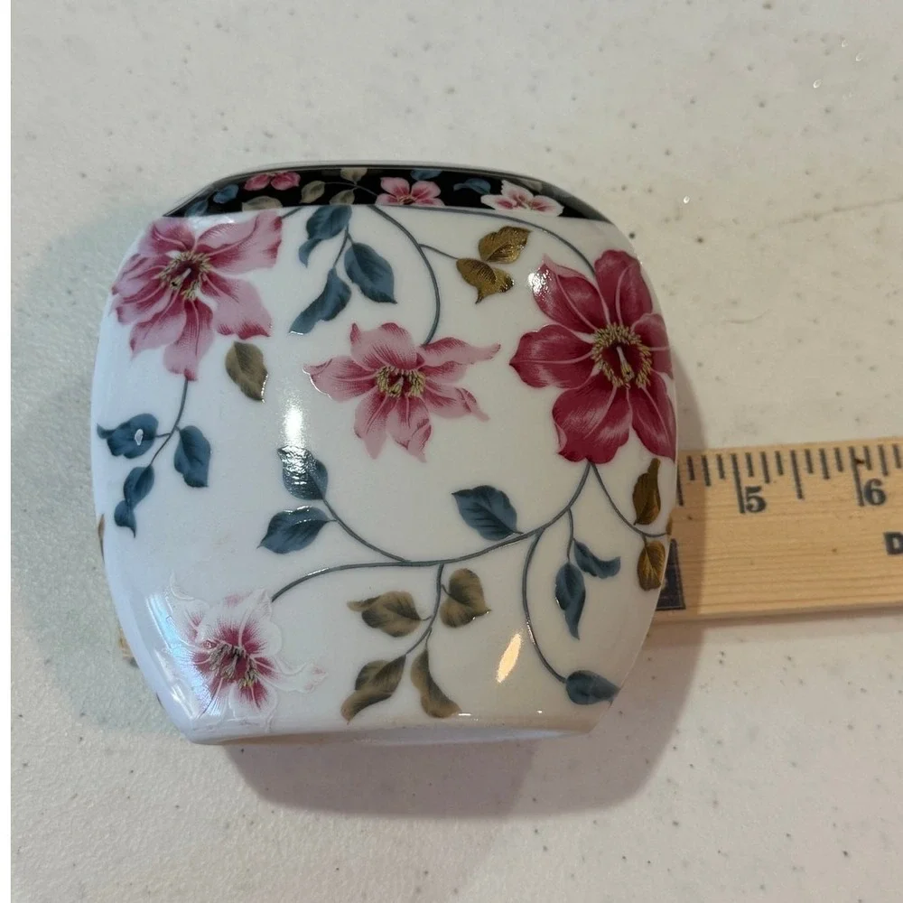 VTG Supreme Otagiri Japan Floral Porcelain Bud Vase Pink Rose Transfer Art Decor